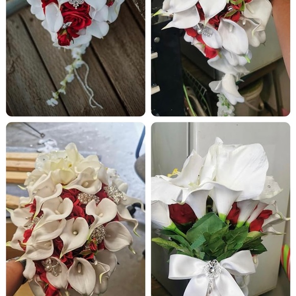 BNWT Iffo Calla Lilies Simulation Rose Bride Wedding Bouquet - Picture 4 of 7